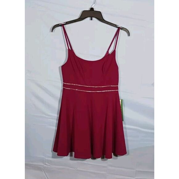 B. Smart Juniors Size 9 Magenta Spaghetti Strap Rhinestones Dress Pink NWT *FLAW - Picture 1 of 11